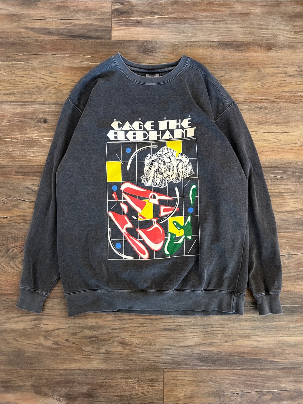 Cage The Elephant Abstract Checkered Tour Crewneck Large